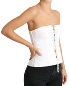 Dolce & Gabbana White PALERMO Bustier Cotton Top Corset - Zeiniez