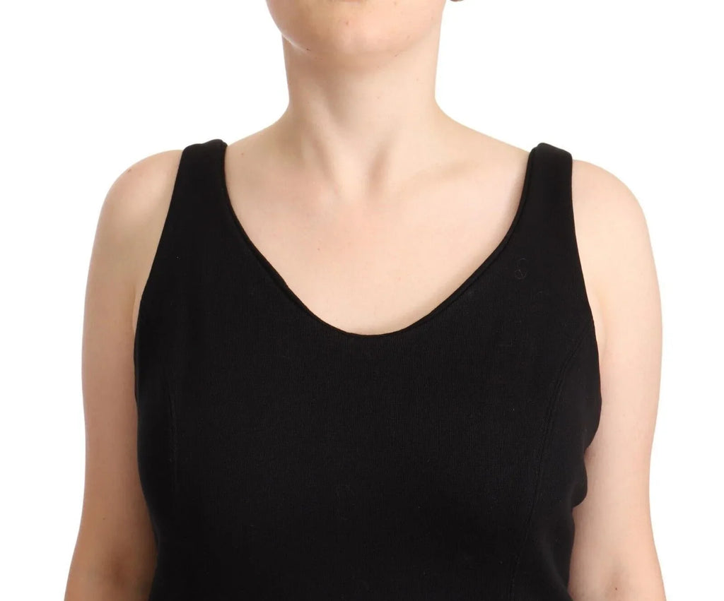 Ermanno Scervino Black Cotton Sleevelesss Tank Casual Top - Zeiniez