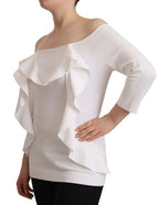 EXTERIOR White Long Sleeves Off Shoulder Women Top Blouse - Zeiniez