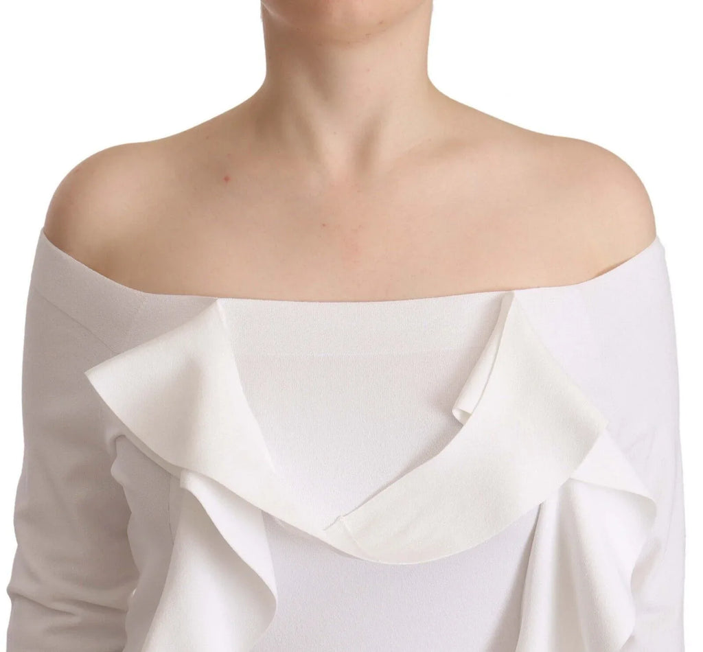 EXTERIOR White Long Sleeves Off Shoulder Women Top Blouse - Zeiniez