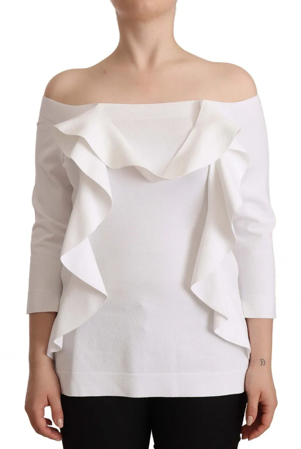 EXTERIOR White Long Sleeves Off Shoulder Women Top Blouse - Zeiniez