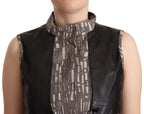 Comeforbreakfast Brown Black Vest Leather Sleeveless Top Blouse - Zeiniez