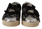 Dolce & Gabbana Silver Leather Brown Cotton Wool Sneakers Shoes - Zeiniez