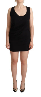 Roberto Cavalli Black Sleeveless Cotton Sheath Mini Dress - Zeiniez