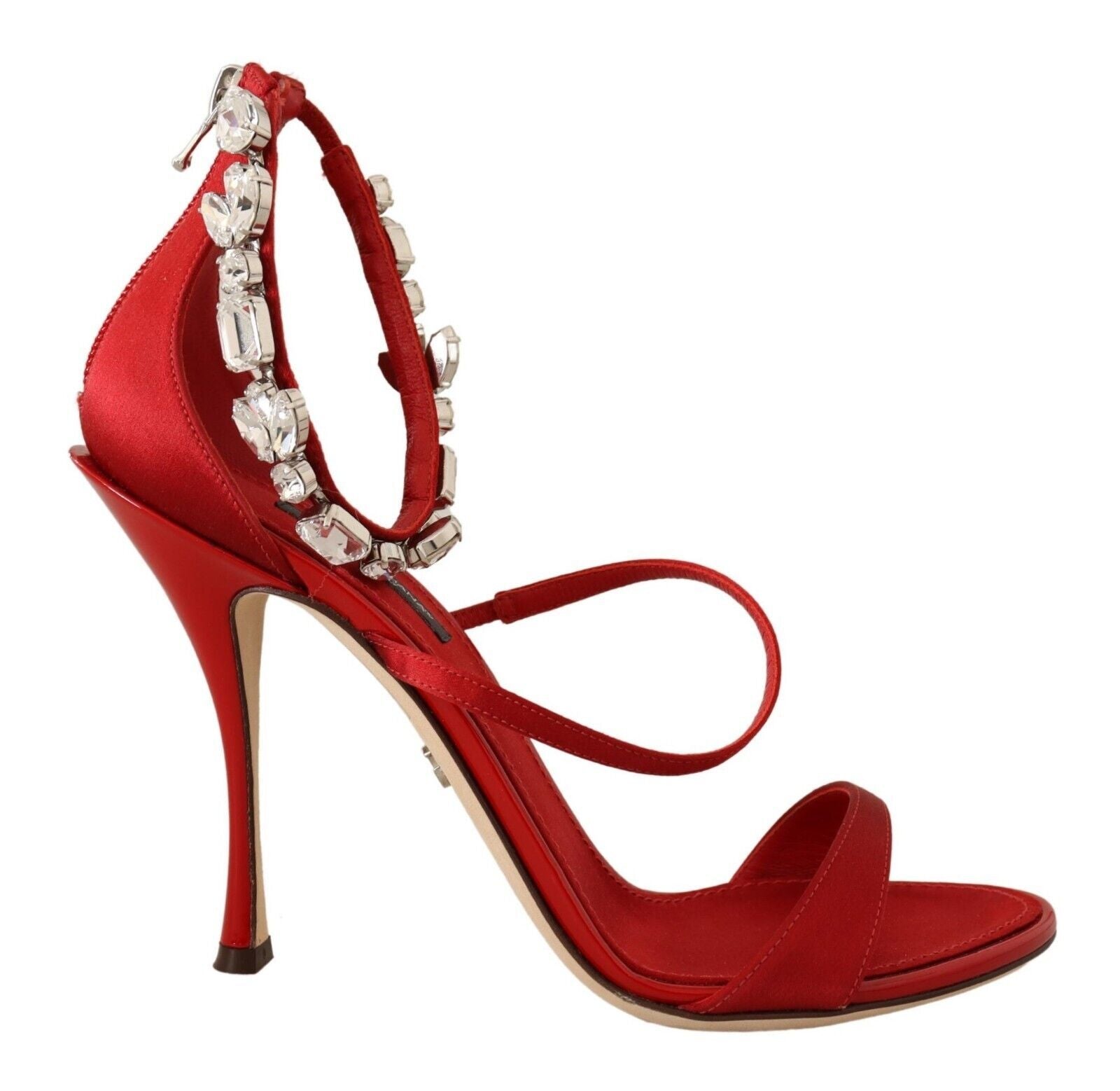 Dolce & Gabbana Red Satin Crystals Sandals Keira Heels Shoes - Zeiniez