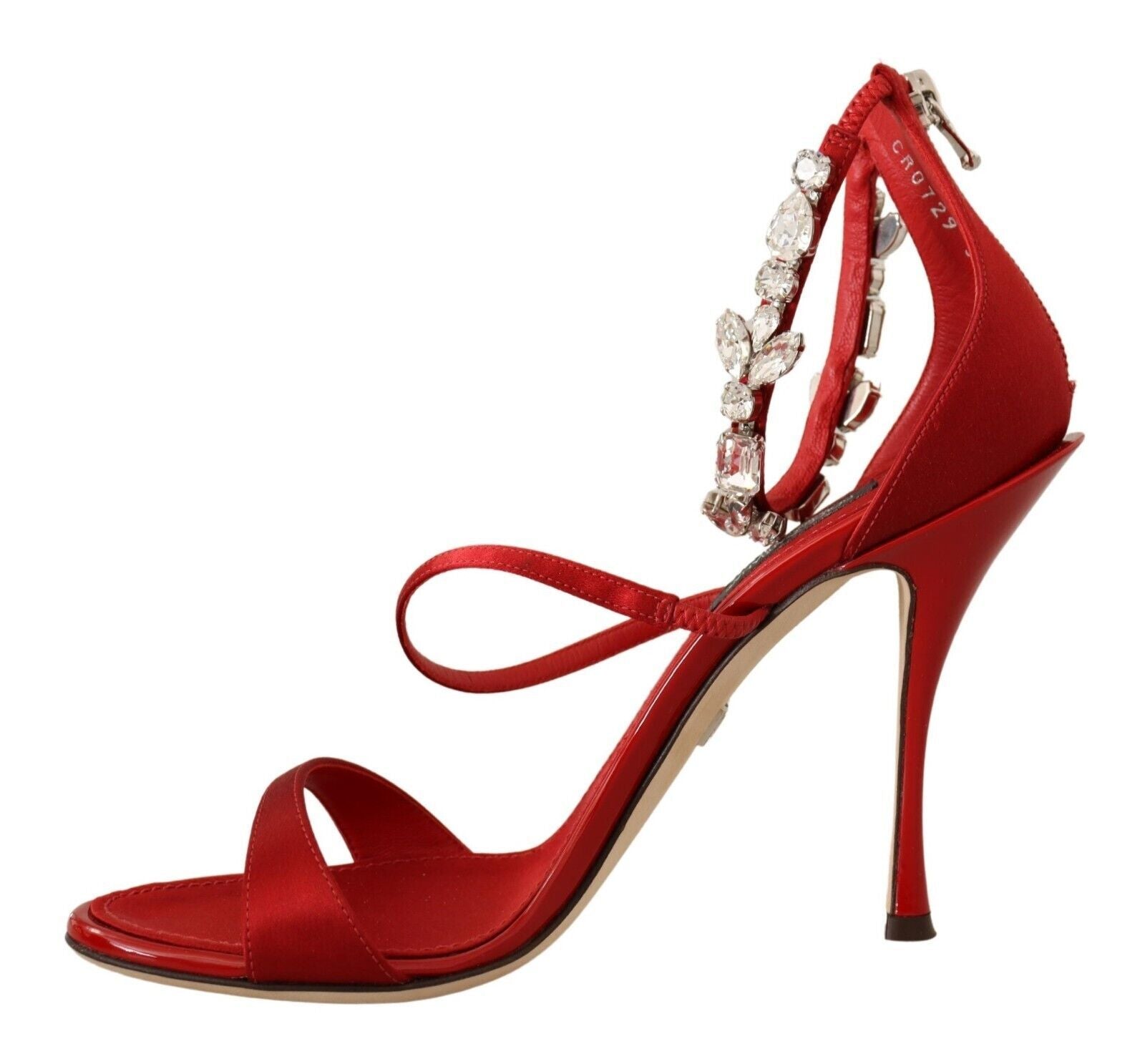 Dolce & Gabbana Red Satin Crystals Sandals Keira Heels Shoes - Zeiniez