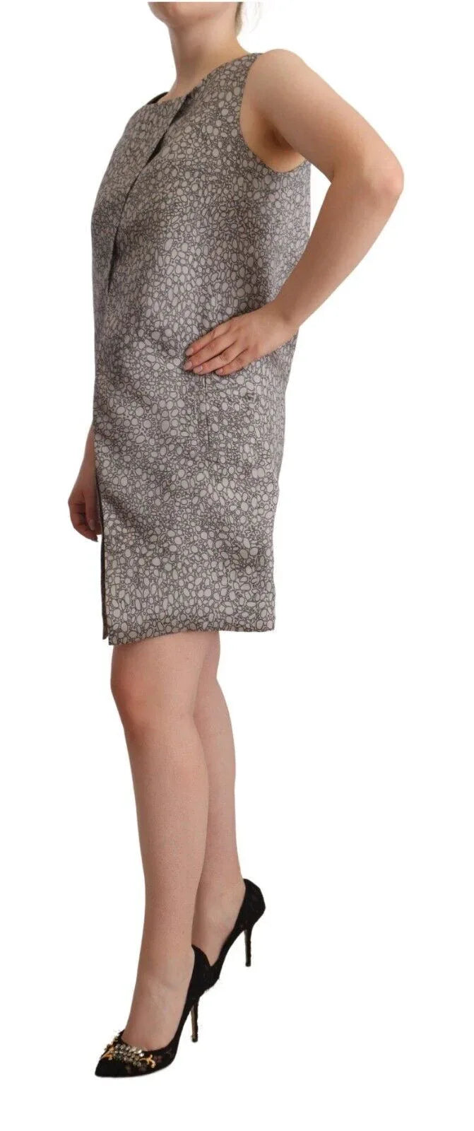 Comeforbreakfast Gray Sleeveless Shift Knee Length Dress - Zeiniez