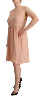 Twinset Beige Polyester Sleeveless Shift Knee Length Dress - Zeiniez