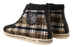 Dolce & Gabbana Beige Brown Wool Cotton High Top Sneakers - Zeiniez