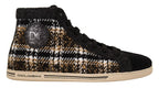 Dolce & Gabbana Beige Brown Wool Cotton High Top Sneakers - Zeiniez
