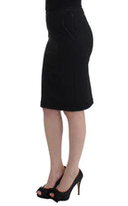 GF Ferre Black Straight Pencil Skirt - Zeiniez