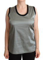 Dolce & Gabbana Silver Round Neck Sleeveless Casual Tank Top - Zeiniez