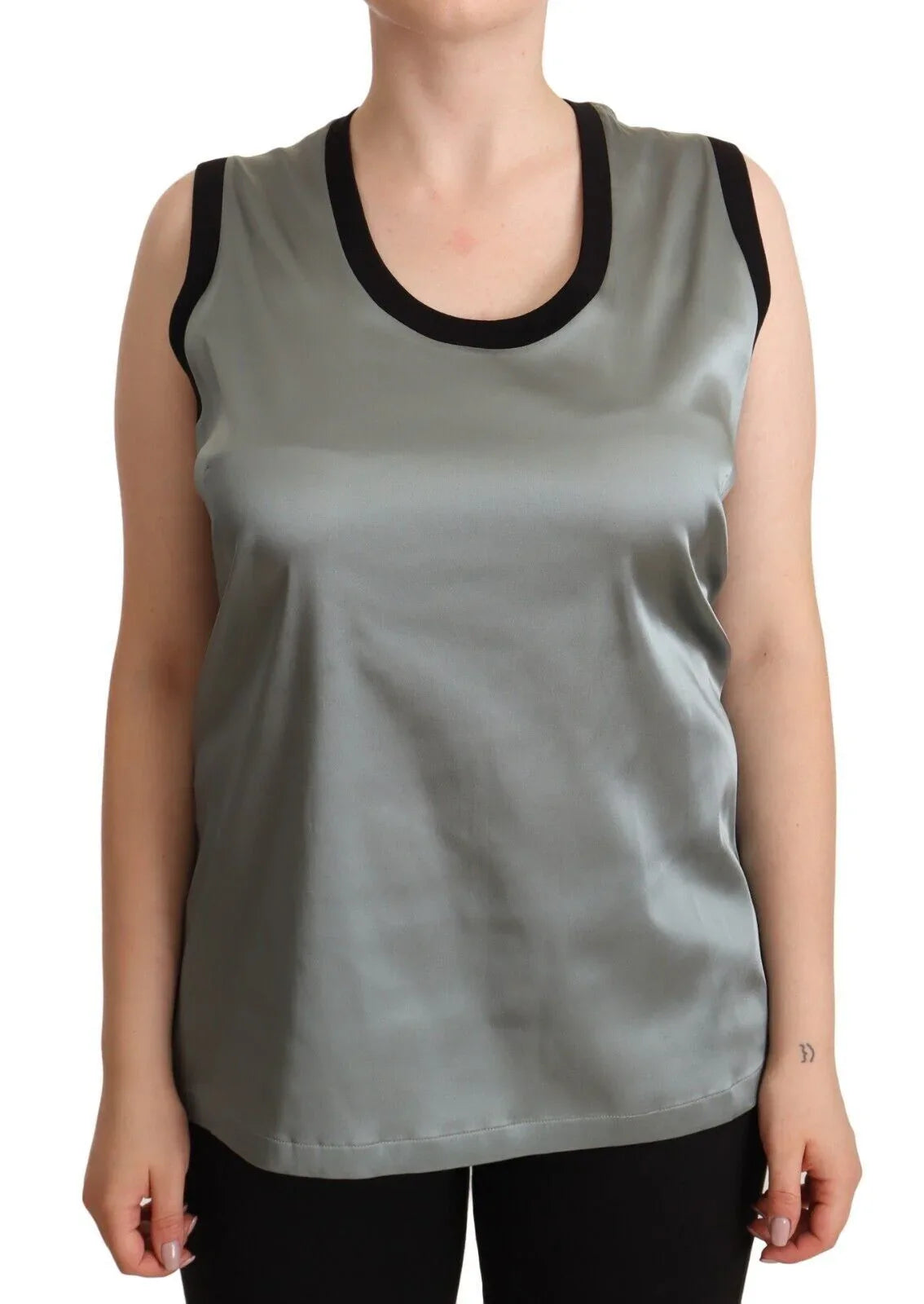 Dolce & Gabbana Silver Round Neck Sleeveless Casual Tank Top - Zeiniez