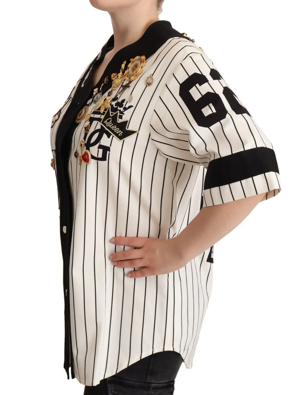 Dolce & Gabbana White Cotton Crystal Charms Amore Shirt - Zeiniez