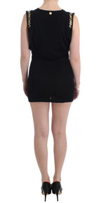 Roccobarocco Black Embellished Jersey Mini Sheath Short Dress - Zeiniez