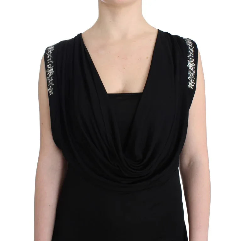 Roccobarocco Black Embellished Jersey Mini Sheath Short Dress - Zeiniez