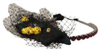 Dolce & Gabbana Silver Tiara Crystals Fruits Black Mesh Diadem Headband - Zeiniez