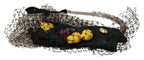Dolce & Gabbana Silver Tiara Crystals Fruits Black Mesh Diadem Headband - Zeiniez