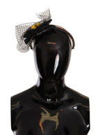 Dolce & Gabbana Silver Tiara Crystals Fruits Black Mesh Diadem Headband - Zeiniez