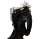 Dolce & Gabbana Silver Tiara Crystals Fruits Black Mesh Diadem Headband - Zeiniez
