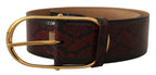 Dolce & Gabbana Red Exotic Leather Gold Oval Buckle Belt - Zeiniez