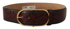 Dolce & Gabbana Red Exotic Leather Gold Oval Buckle Belt - Zeiniez