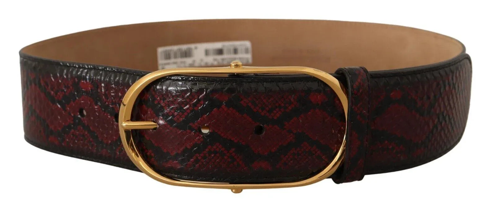 Dolce & Gabbana Red Exotic Leather Gold Oval Buckle Belt - Zeiniez