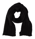 Dolce & Gabbana Black Virgin Wool Knitted Unisex Warmer Shawl Scarf - Zeiniez