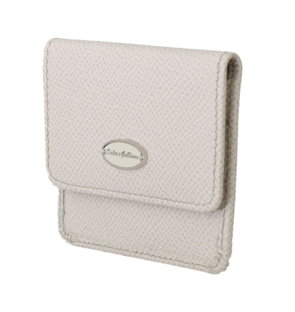 Dolce & Gabbana White Dauphine Leather Holder Pocket Wallet Condom Case - Zeiniez