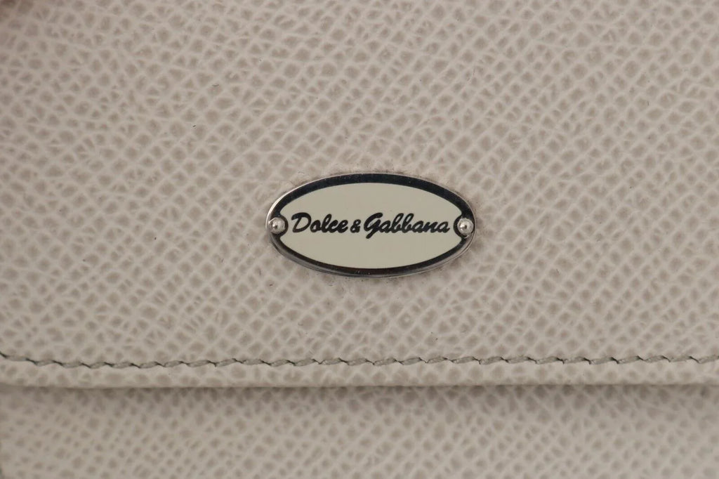 Dolce & Gabbana White Dauphine Leather Holder Pocket Wallet Condom Case - Zeiniez