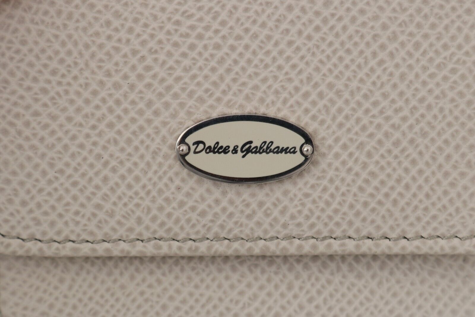 Dolce & Gabbana White Dauphine Leather Holder Pocket Wallet Condom Case - Zeiniez