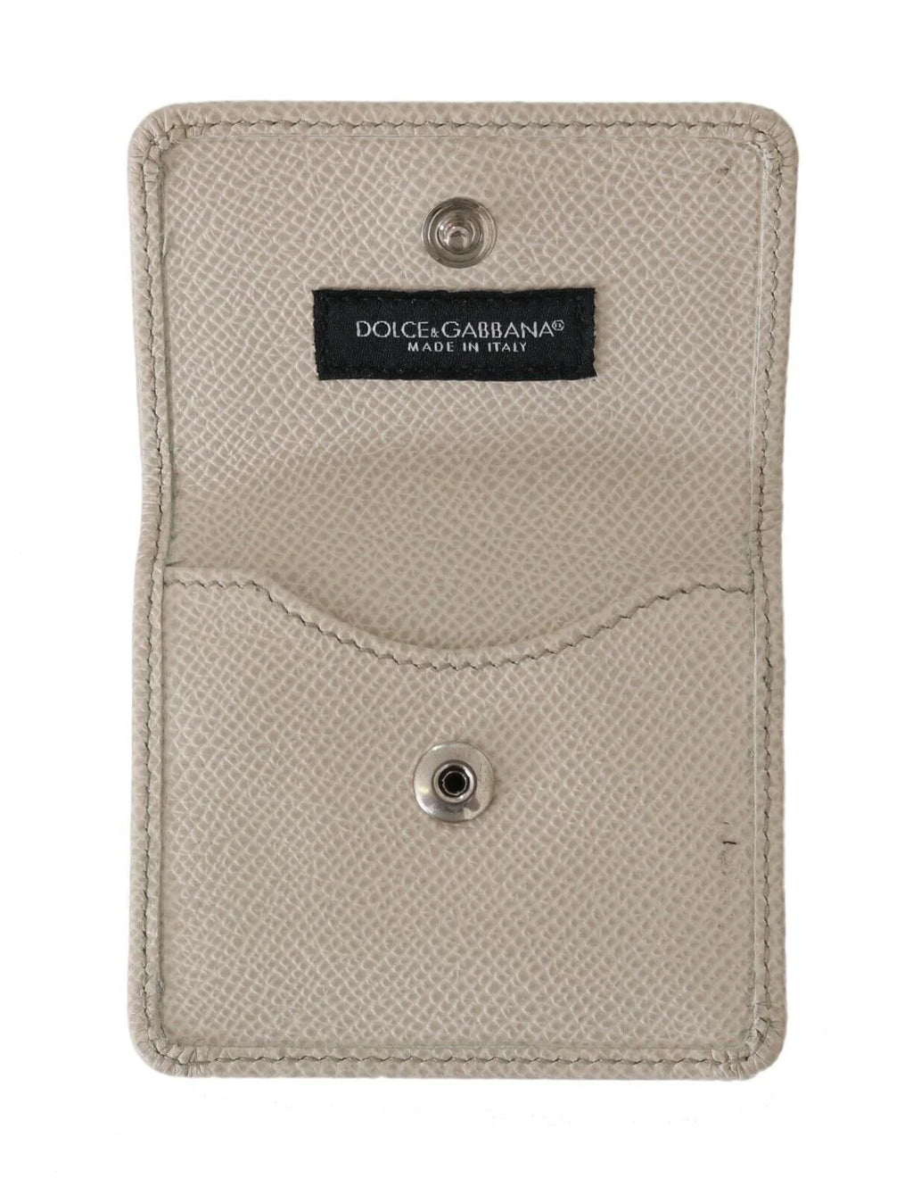 Dolce & Gabbana White Dauphine Leather Holder Pocket Wallet Condom Case - Zeiniez