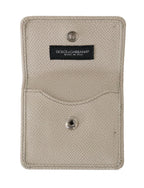 Dolce & Gabbana White Dauphine Leather Holder Pocket Wallet Condom Case - Zeiniez