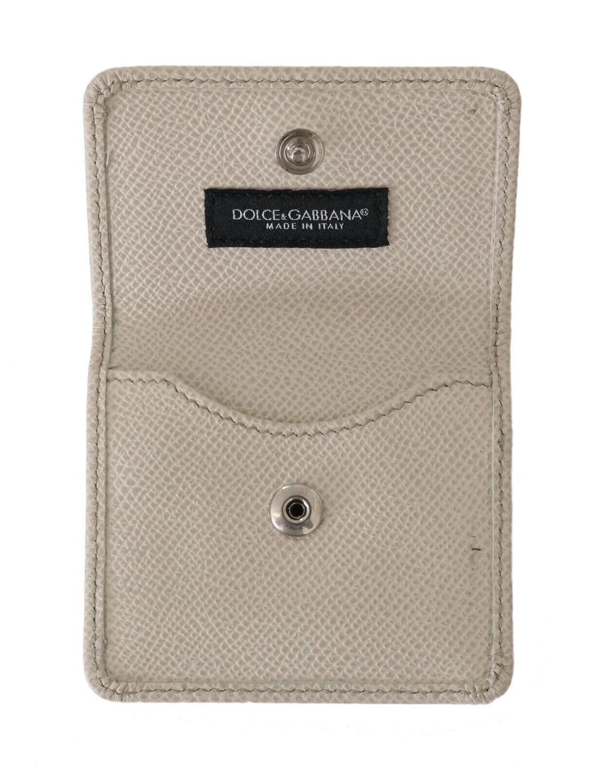 Dolce & Gabbana White Dauphine Leather Holder Pocket Wallet Condom Case - Zeiniez