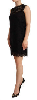 Dolce & Gabbana Black Floral Lace Sheath Sleeveless Mini Dress - Zeiniez
