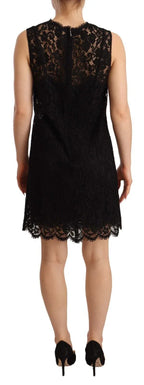 Dolce & Gabbana Black Floral Lace Sheath Sleeveless Mini Dress - Zeiniez
