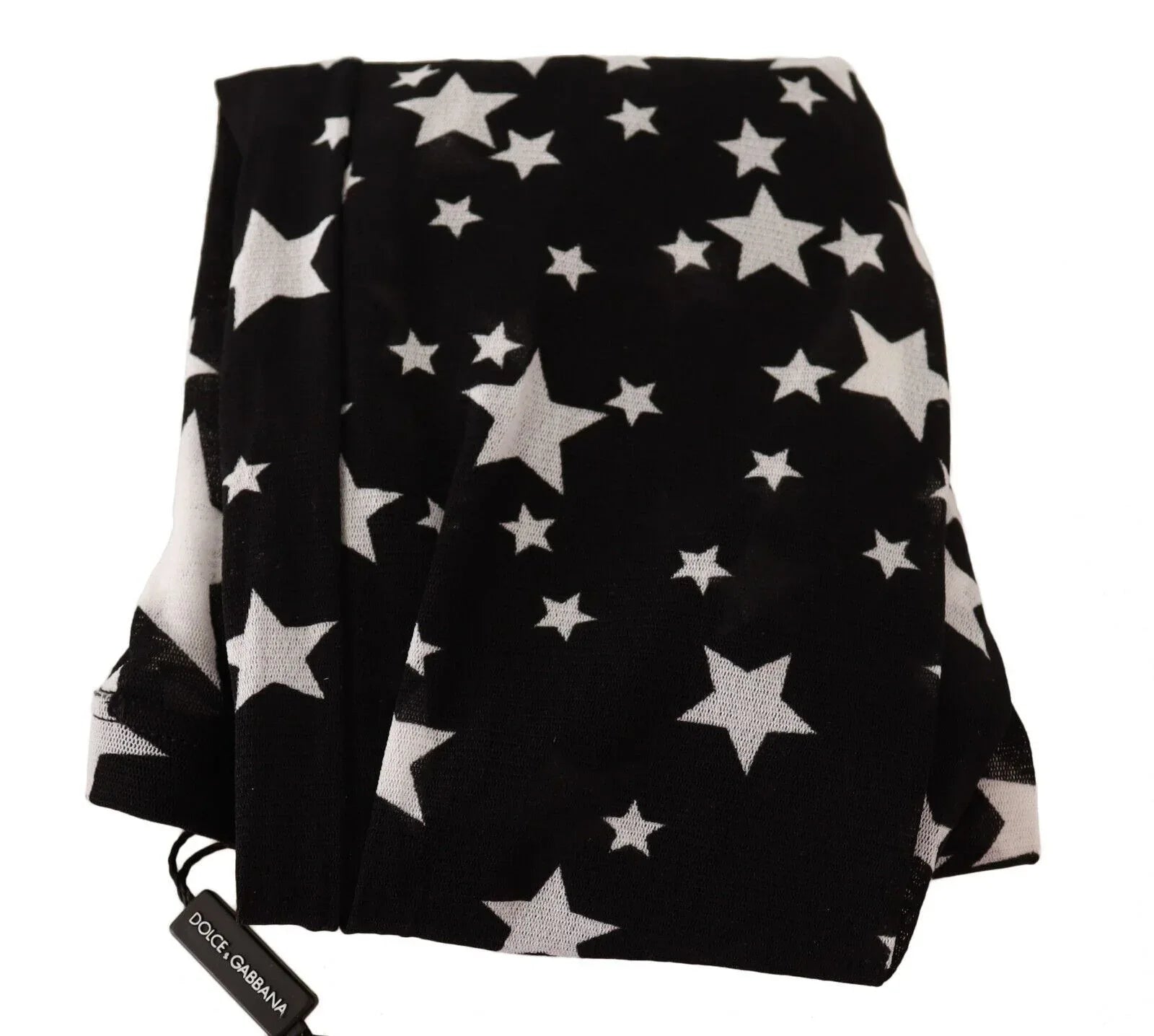 Dolce & Gabbana Black White Stars Print Nylon Stockings - Zeiniez