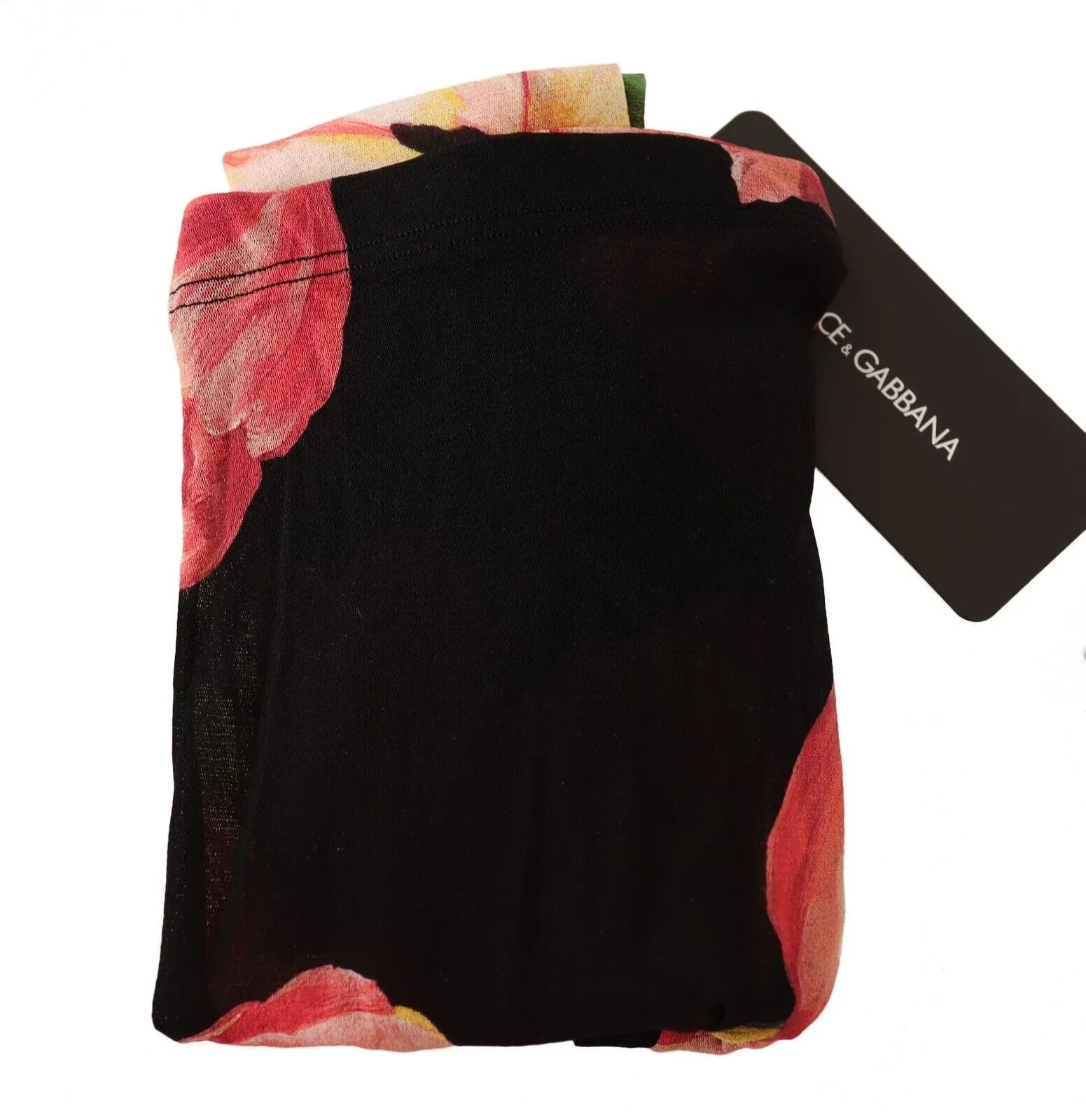 Dolce & Gabbana Black Floral Print Nylon Tights Stockings - Zeiniez