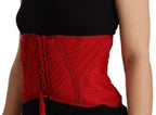 Dolce & Gabbana Red Corset Belt Stretch Waist Strap Silk Top - Zeiniez