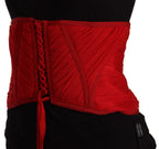 Dolce & Gabbana Red Corset Belt Stretch Waist Strap Silk Top - Zeiniez