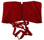 Dolce & Gabbana Red Corset Belt Stretch Waist Strap Silk Top - Zeiniez