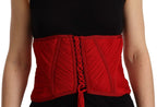 Dolce & Gabbana Red Corset Belt Stretch Waist Strap Silk Top - Zeiniez