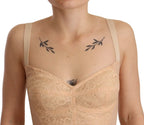 Dolce & Gabbana Beige Nylon Floral Lace Bodysuit Underwear - Zeiniez