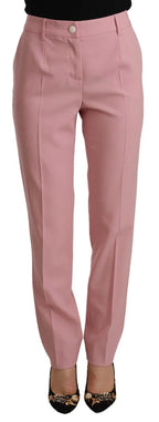 Dolce & Gabbana Pink Wool Stretch High Waist Trouser Pants - Zeiniez