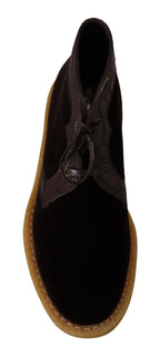 Dolce & Gabbana Brown Velvet Exotic Leather Boots - Zeiniez