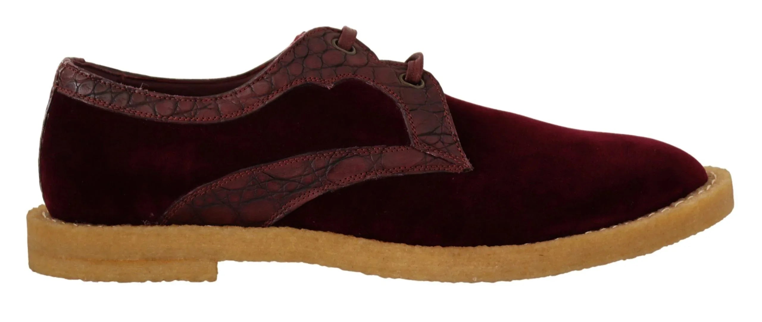 Dolce & Gabbana Bordeaux Velvet Exotic Leather Shoes - Zeiniez