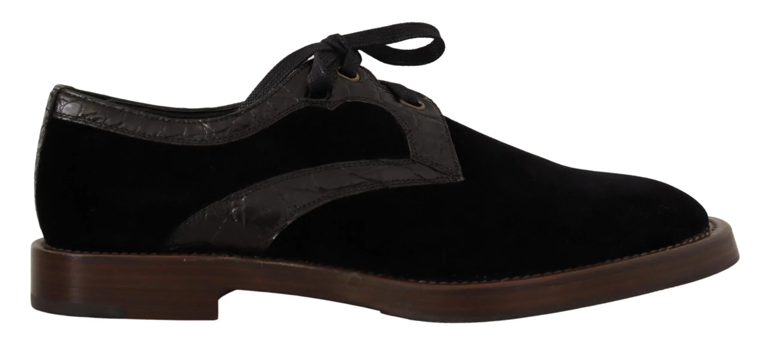 Dolce & Gabbana Black Velvet Exotic Leather Shoes - Zeiniez