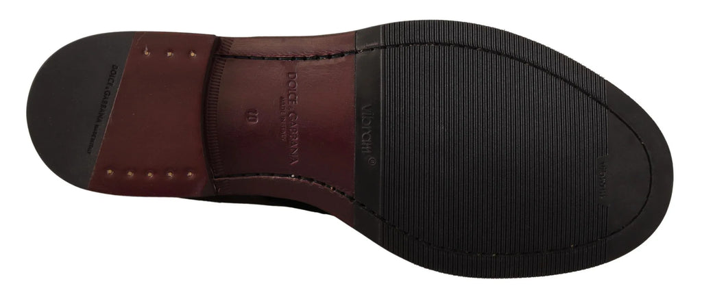 Dolce & Gabbana Black Velvet Exotic Leather Shoes - Zeiniez
