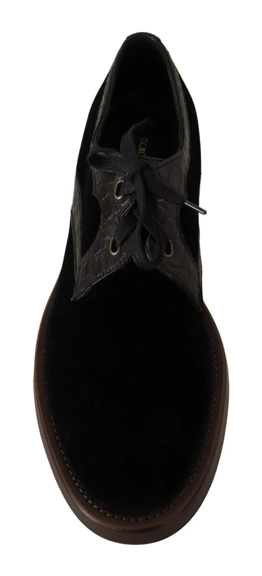 Dolce & Gabbana Black Velvet Exotic Leather Shoes - Zeiniez