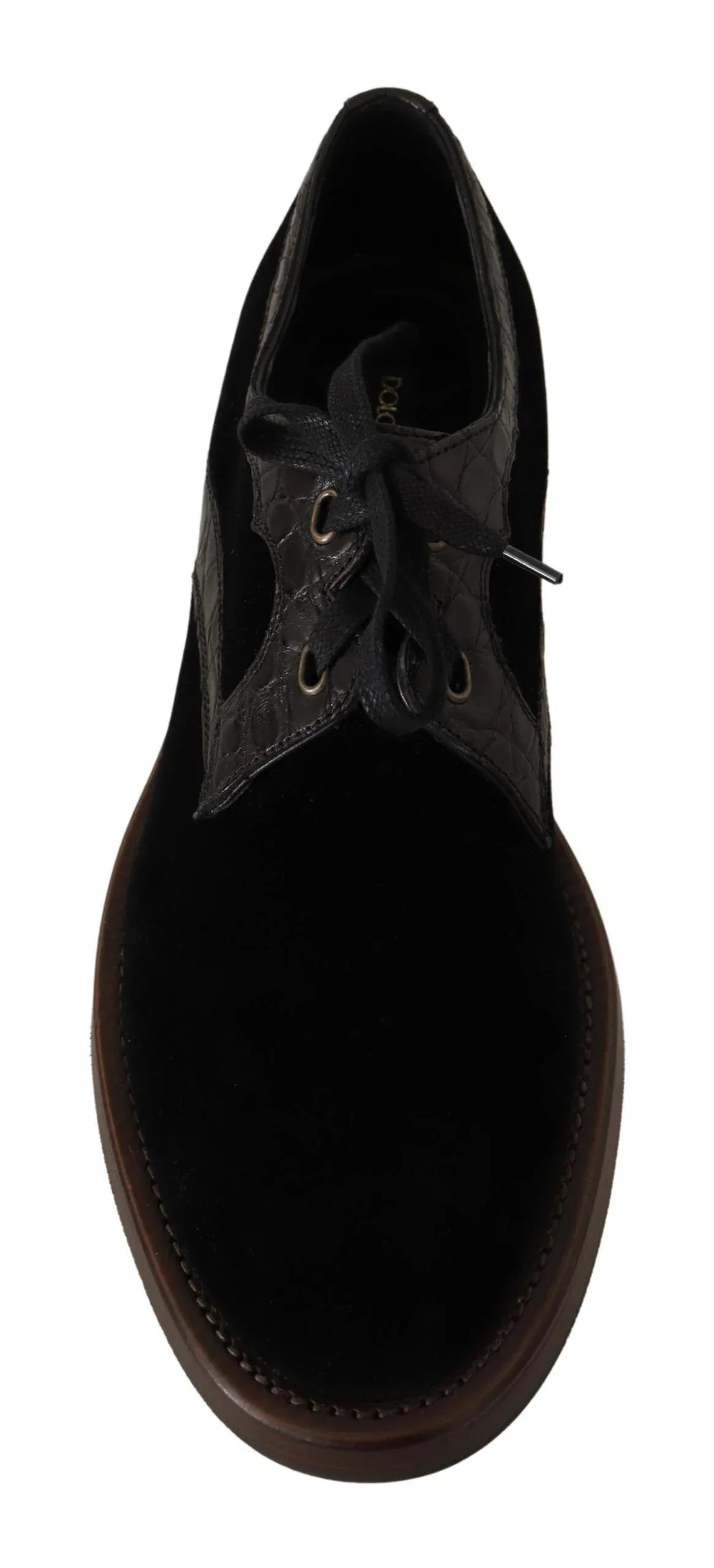 Dolce & Gabbana Black Velvet Exotic Leather Shoes - Zeiniez